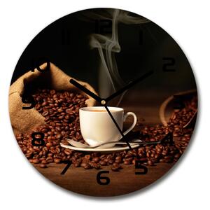 Ceas de sticlă pe perete rotund Cafea într-o ceașcă