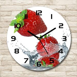 Ceas din sticlă rotund Căpșuni și apă