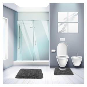 Covoras baie, set 3 piese pufoase, grosime 50 mm, spalare la 30 grade, gri