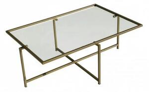 Masuta cafea Sun S410, auriu, sticla/metal, 94x64x35 cm