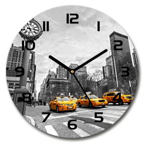 Ceas rotund de perete din sticlă New York taxiuri