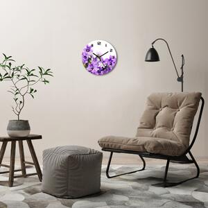 Ceas rotund de perete din sticlă clopote violet