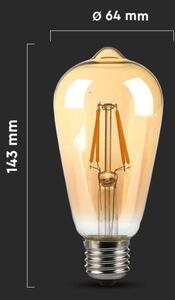 Bec LED FILAMENT AMBER ST64 E27/8W/230V 2200K