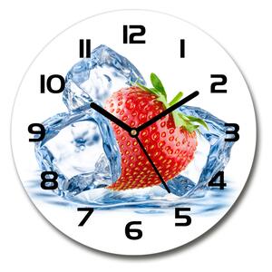 Ceas perete din sticlă rotund căpșuni gheață
