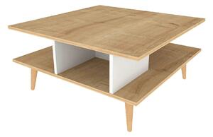 Masuta cafea Akya, stejar/alb, PAL, 89x89x44 cm