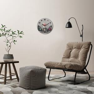 Ceas de sticlă pe perete rotund Două scaune