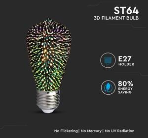 Bec LED 3D decorativă FILAMENT ST64 E27/3W/230V 3000K