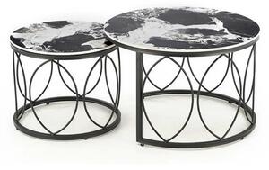 Set 2 masute ALEXANDRA, negru, ceramica/metal, 70x47/50x41 cm