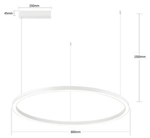 Brilagi - Lustră LED dimabilă, suspendată pe cablu PORTOFINO LED/60W/230V, diam. 80 cm, albă +telecomandă
