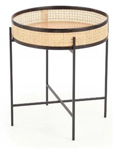 Masuta cafea LANIPA, negru/stejar natural, ratan/otel, 50x50x55 cm