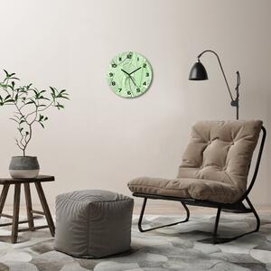 Ceas de sticlă pe perete rotund frunze de model