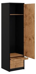 Dulap Loft S pentru pat vertical rabatabil New Elegance - negru / stejar lancelot