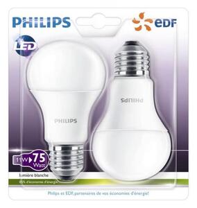 SET 2x bec LED Philips A60 E27/11W/230V 2700K