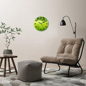 Ceas de sticlă pe perete rotund pajiște verde
