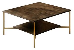 Masuta cafea Gold Line, nuc/negru, PAL, 80x80x40 cm