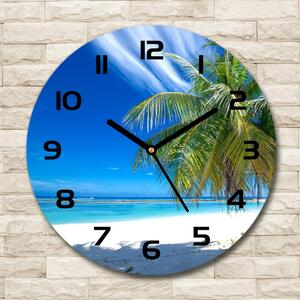 Ceas de sticlă pe perete rotund plaja tropicala