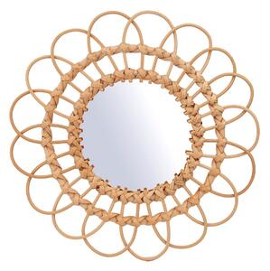 Oglinda rotunda SUN PETALS, cadru ratan, diametru 50 cm