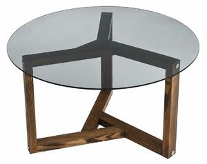 Masuta cafea Miro, nuc, sticla/lemn solid, 75x75x40 cm