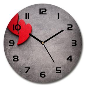 Ceas de sticlă pe perete rotund inimi roșii