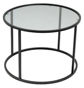 Masuta cafea STARTIS, transparent/negru, sticla/metal, 60x60x45 cm