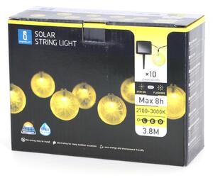 Instalație LED solară Aigostar 10xLED/3,8m IP44 alb cald