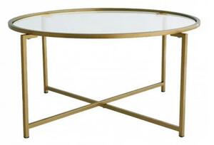 Masuta cafea Sun S404, auriu, sticla/metal, 83x83x40 cm