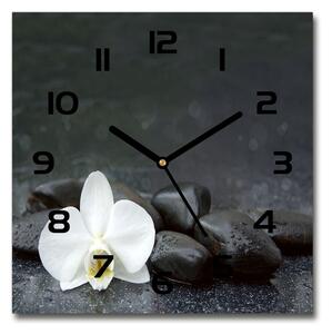 Ceas din sticlă pătrat Orhidee