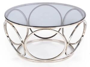 Masuta cafea VENUS argintiu/transparent, sticla/otel, 80x44 cm