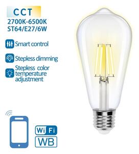 Bec LED dimabil FILAMENT ST64 E27/6W/230V 2700-6500K Wi-Fi Aigostar