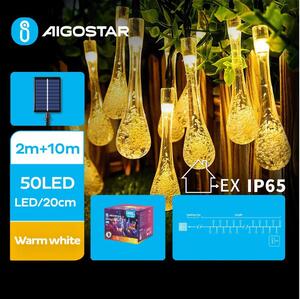 Instalație LED solară decorativă Aigostar 50xLED/8 funcții 12m IP65 alb cald