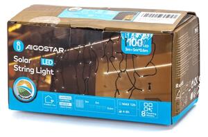 Aigostar - Ghirlandă solară LED 100xLED/8 funcții 8x0,6m IP65 alb rece