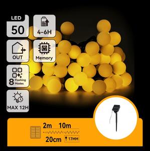 Instalație LED solară decorativă Aigostar 50xLED/8 funcții 12m IP65 alb cald