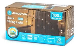 Aigostar - Ghirlandă solară cu 100 LED-uri, 8 funcții, 4 x 1 m, IP65, alb rece