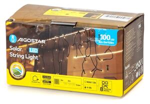 Aigostar - Ghirlandă LED solară 100xLED/8 funcții 8x0,6m IP65 alb cald