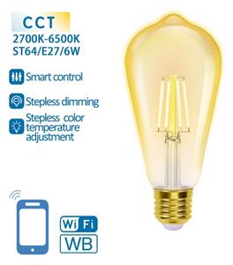 Bec LED dimabil FILAMENT ST64 E27/6W/230V 2700-6500K Wi-Fi Aigostar