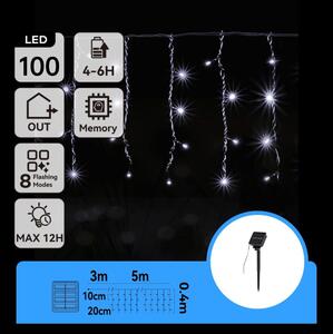 Aigostar - Ghirlandă solară LED, 100x LED, 8 funcții, 8x0,4 m, IP65, alb rece