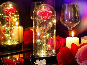Trandafir etern in sticla ALVA cu iluminare LED