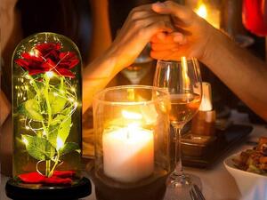 Trandafir etern in sticla EIRA cu iluminare LED