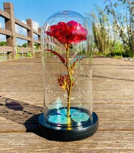 Trandafir etern in sticla ALVA cu iluminare LED