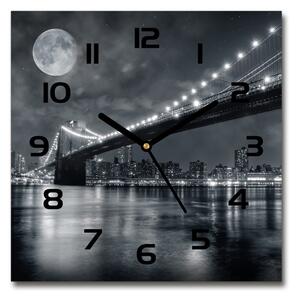 Ceas de sticlă pe perete pătrat Podul Brooklyn