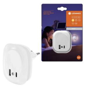 Corp de iluminat LED de veghe cu senzor și USB pentru priză LUNETTA LED/12,5W/230V Ledvance