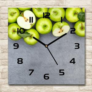 Ceas de sticlă pe perete pătrat mere verzi