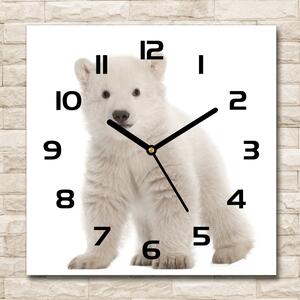 Ceas de sticlă pe perete pătrat Un urs polar