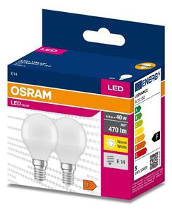 SET 2x bec LED B45 E14/4,9W/230V 3000K Osram