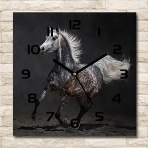Ceas perete din sticlă pătrat cal arab Gray