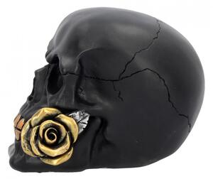 Statueta craniu negru Un trandafir de dincolo de moarte 15 cm
