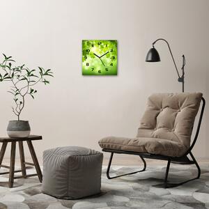 Ceas de sticlă pe perete pătrat frunze de castan
