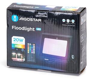 Aigostar - Proiector LED RGBW, 20W, 230V, IP65 + telecomandă