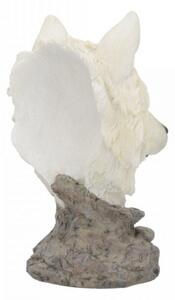 Statueta cap de lup alb Cautari in Zapada 16 cm