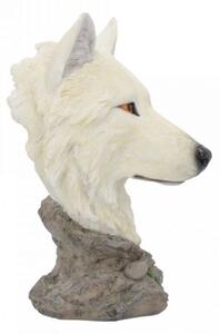 Statueta cap de lup alb Cautari in Zapada 16 cm